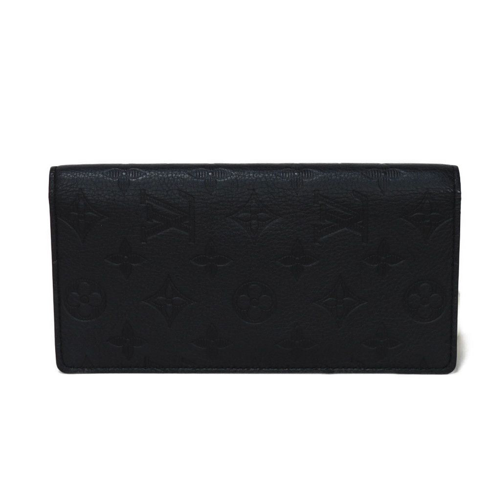 LOUIS VUITTON Long Wallet Purse M62900 Shadow leather (monogram embossing) Noir Current LV logo flower black RFID IC chip Monogram shadow Portefeuille Braza mens Used Authentic