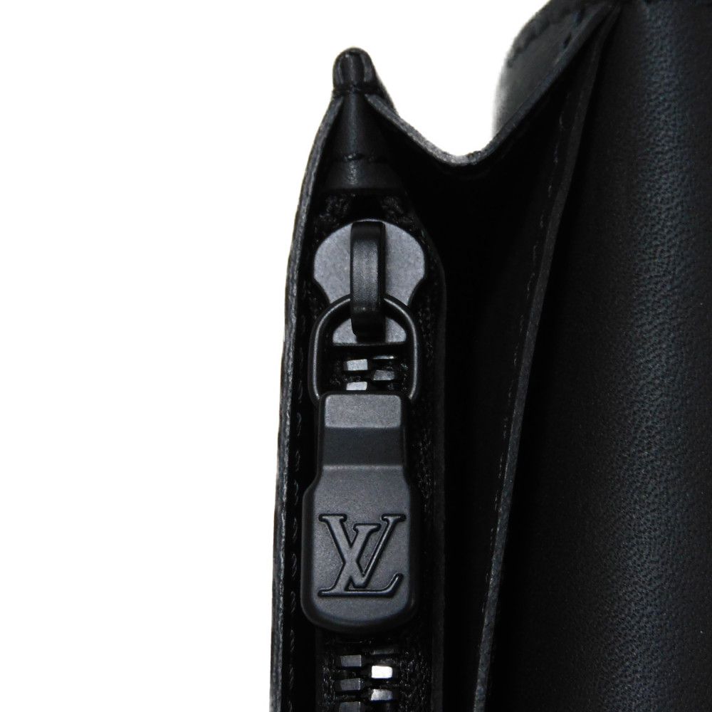 LOUIS VUITTON Long Wallet Purse M62900 Shadow leather (monogram embossing) Noir Current LV logo flower black RFID IC chip Monogram shadow Portefeuille Braza mens Used Authentic