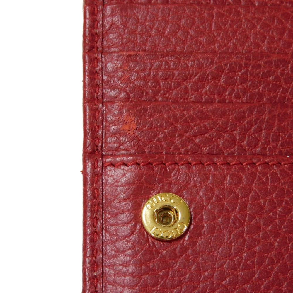 GUCCI Bifold Wallet 546588 Textured leather Red L-shaped zipper, snap button Petit Marmont GG Marmont Compact Zip Wallet unisex(Unisex) Used Authentic