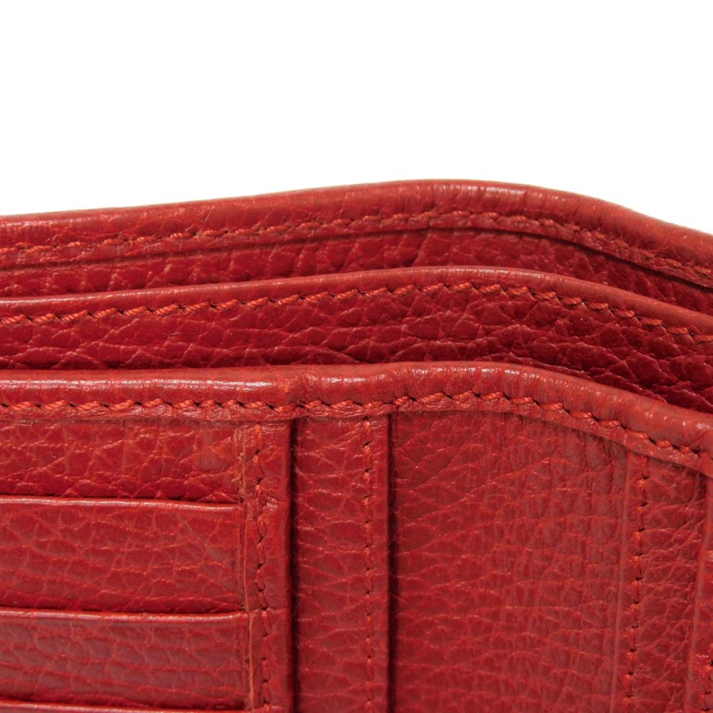 GUCCI Bifold Wallet 546588 Textured leather Red L-shaped zipper, snap button Petit Marmont GG Marmont Compact Zip Wallet unisex(Unisex) Used Authentic