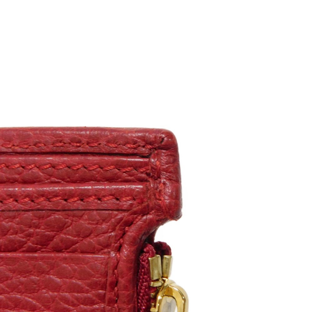 GUCCI Bifold Wallet 546588 Textured leather Red L-shaped zipper, snap button Petit Marmont GG Marmont Compact Zip Wallet unisex(Unisex) Used Authentic