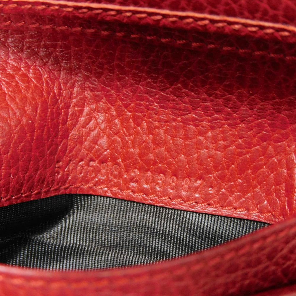 GUCCI Bifold Wallet 546588 Textured leather Red L-shaped zipper, snap button Petit Marmont GG Marmont Compact Zip Wallet unisex(Unisex) Used Authentic