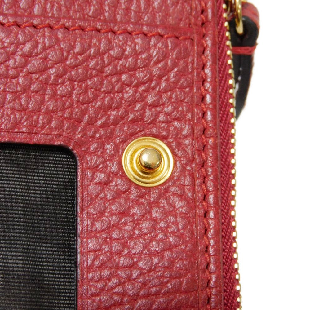 GUCCI Bifold Wallet 546588 Textured leather Red L-shaped zipper, snap button Petit Marmont GG Marmont Compact Zip Wallet unisex(Unisex) Used Authentic