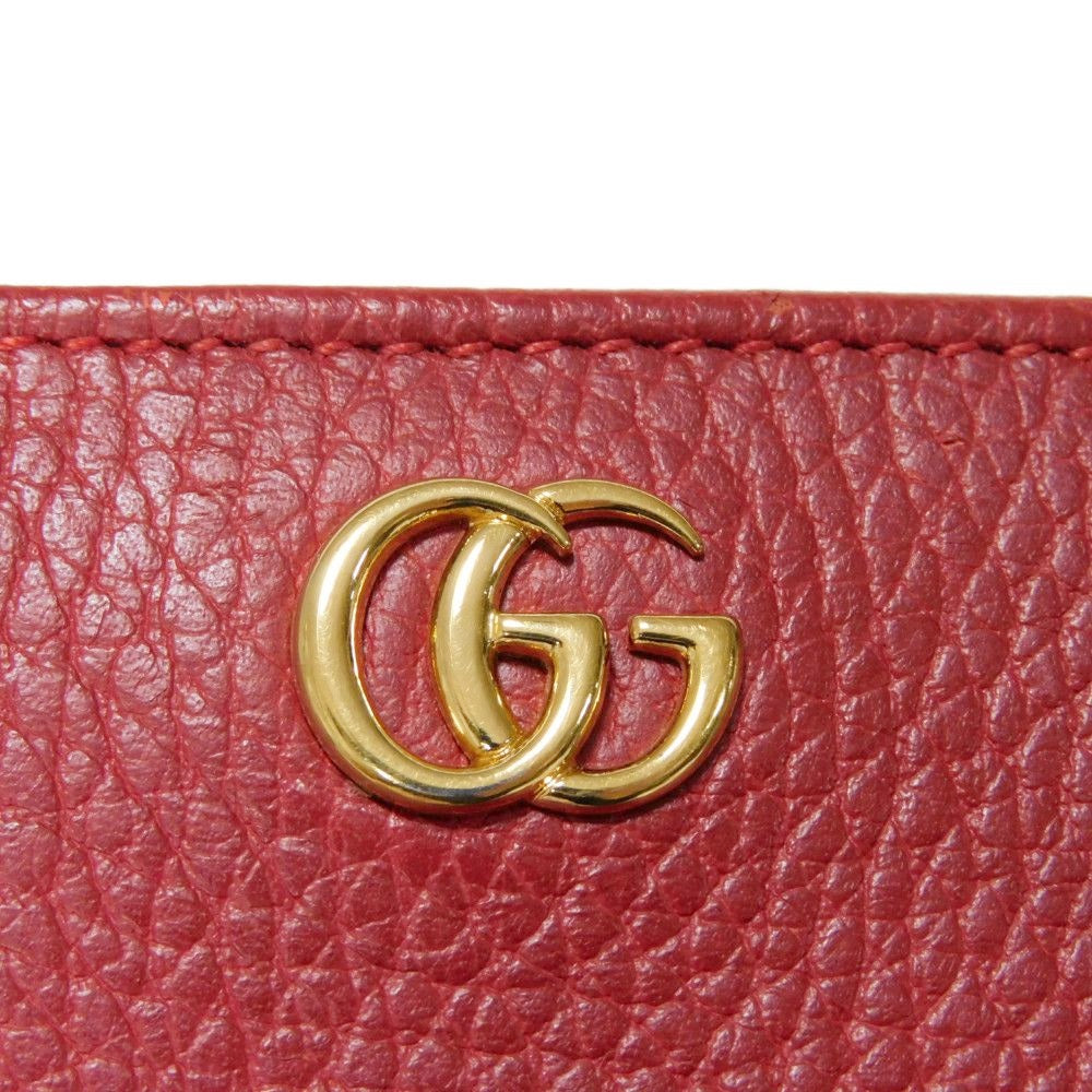 GUCCI Bifold Wallet 546588 Textured leather Red L-shaped zipper, snap button Petit Marmont GG Marmont Compact Zip Wallet unisex(Unisex) Used Authentic