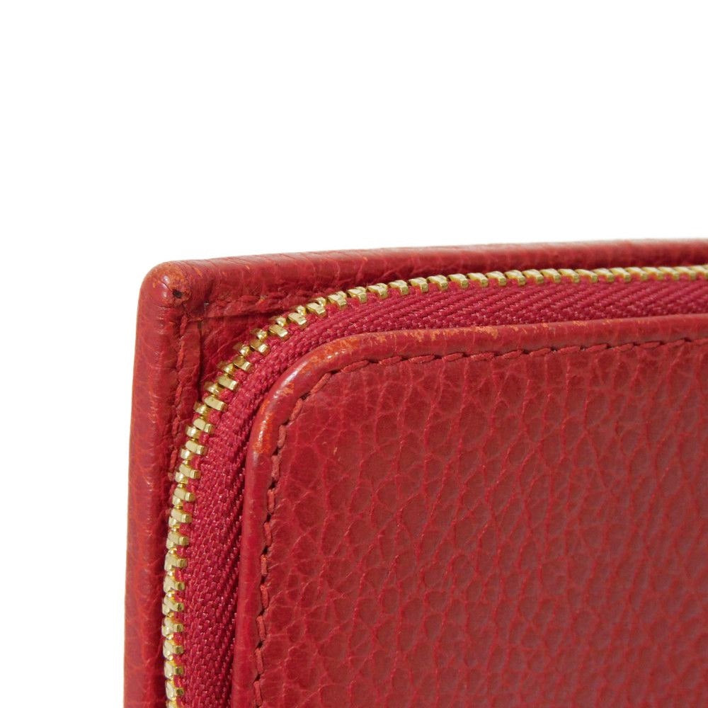 GUCCI Bifold Wallet 546588 Textured leather Red L-shaped zipper, snap button Petit Marmont GG Marmont Compact Zip Wallet unisex(Unisex) Used Authentic