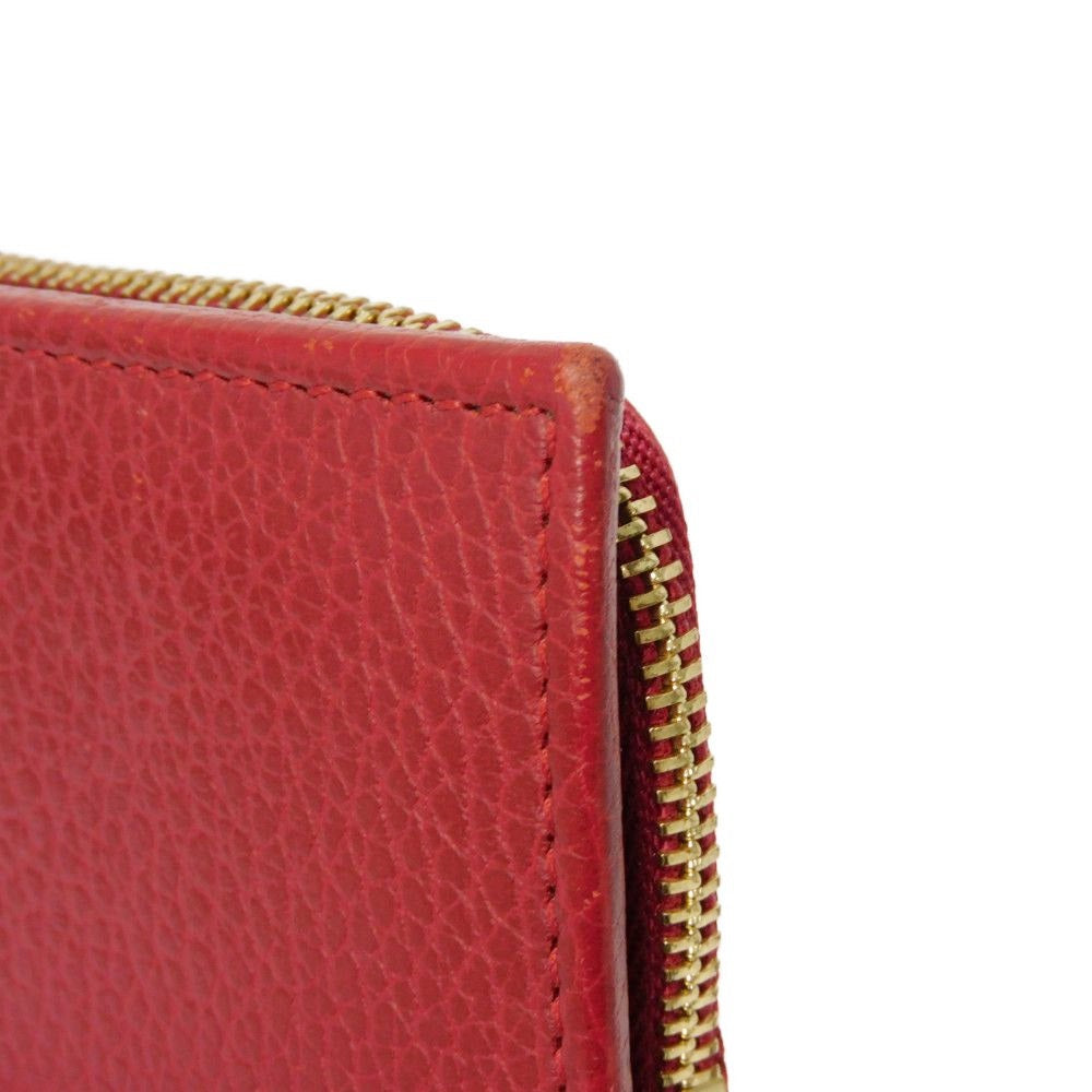 GUCCI Bifold Wallet 546588 Textured leather Red L-shaped zipper, snap button Petit Marmont GG Marmont Compact Zip Wallet unisex(Unisex) Used Authentic