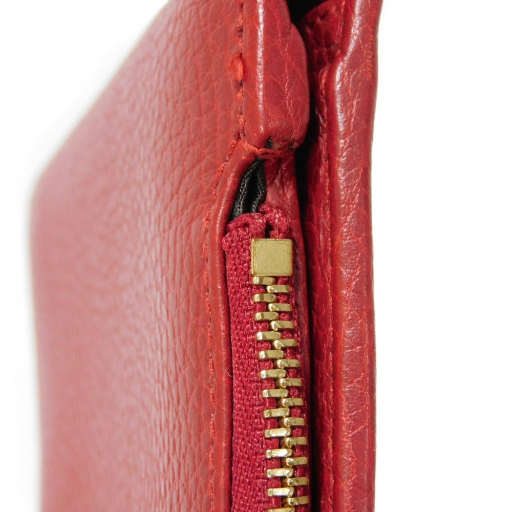 GUCCI Bifold Wallet 546588 Textured leather Red L-shaped zipper, snap button Petit Marmont GG Marmont Compact Zip Wallet unisex(Unisex) Used Authentic