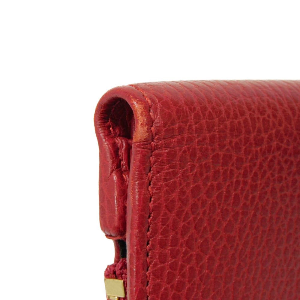 GUCCI Bifold Wallet 546588 Textured leather Red L-shaped zipper, snap button Petit Marmont GG Marmont Compact Zip Wallet unisex(Unisex) Used Authentic