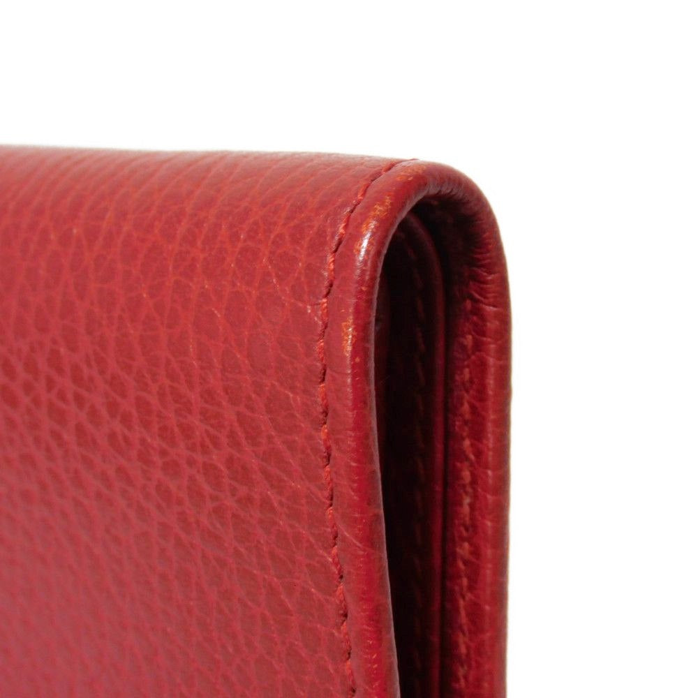 GUCCI Bifold Wallet 546588 Textured leather Red L-shaped zipper, snap button Petit Marmont GG Marmont Compact Zip Wallet unisex(Unisex) Used Authentic