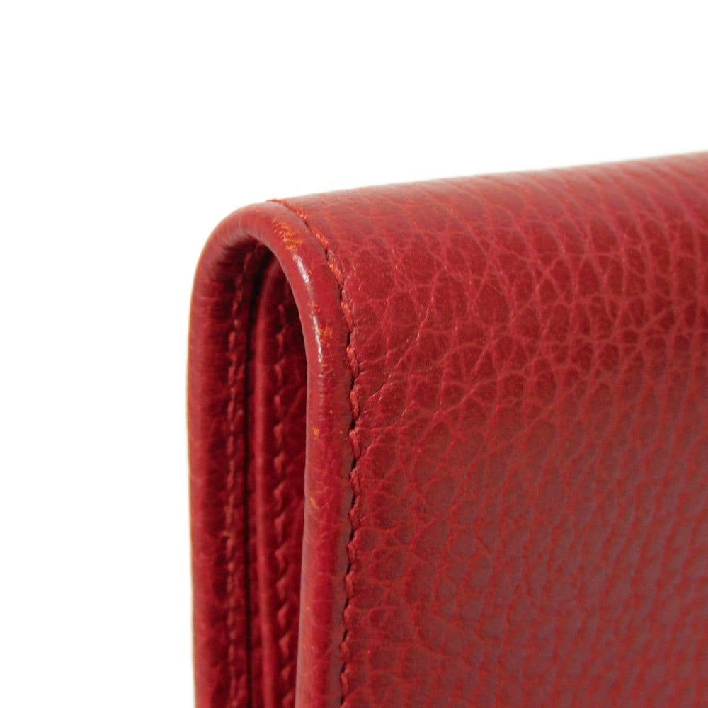 GUCCI Bifold Wallet 546588 Textured leather Red L-shaped zipper, snap button Petit Marmont GG Marmont Compact Zip Wallet unisex(Unisex) Used Authentic