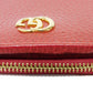GUCCI Bifold Wallet 546588 Textured leather Red L-shaped zipper, snap button Petit Marmont GG Marmont Compact Zip Wallet unisex(Unisex) Used Authentic