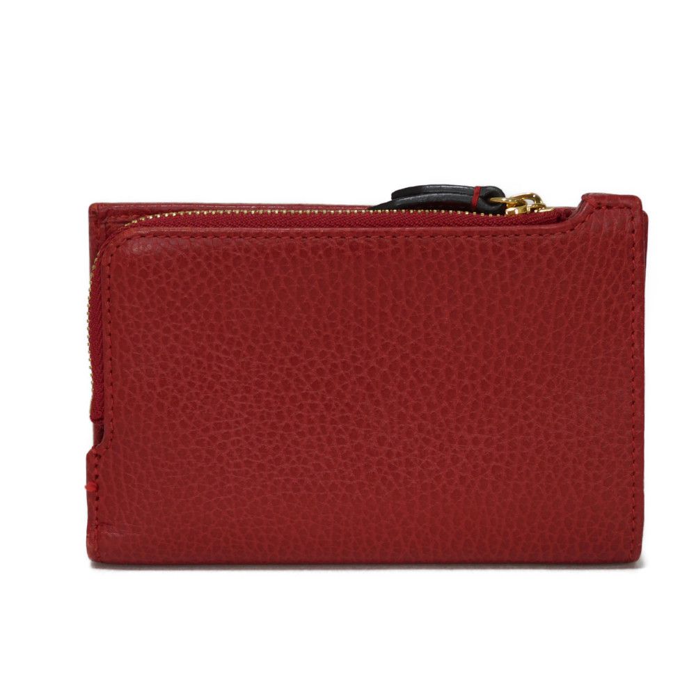 GUCCI Bifold Wallet 546588 Textured leather Red L-shaped zipper, snap button Petit Marmont GG Marmont Compact Zip Wallet unisex(Unisex) Used Authentic