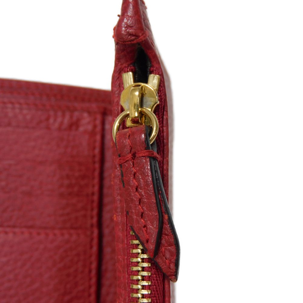 GUCCI Bifold Wallet 546588 Textured leather Red L-shaped zipper, snap button Petit Marmont GG Marmont Compact Zip Wallet unisex(Unisex) Used Authentic