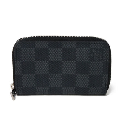 LOUIS VUITTON Coin case N63076 Damier Graphite canvas x grained leather (embossed) Noir Black New Zip Around Wallet Damier Graphite Zippy coin purse mens Used Authentic