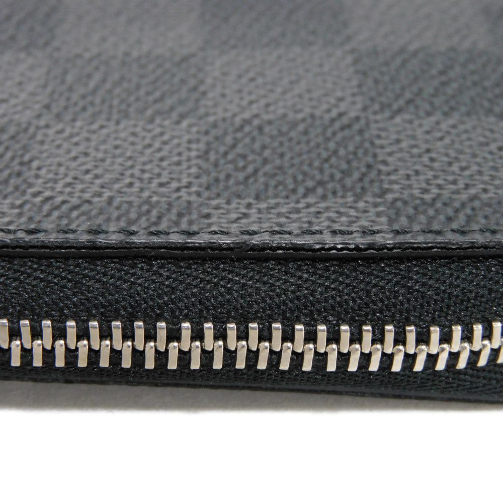 LOUIS VUITTON Coin case N63076 Damier Graphite canvas x grained leather (embossed) Noir Black New Zip Around Wallet Damier Graphite Zippy coin purse mens Used Authentic