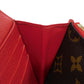 LOUIS VUITTON Long Wallet Purse M61184 Monogram canvas x Calfskin leather Slys LV Logo Flower Brown Red Bifold Wallet Monogram Retiro Portefeuille Sarah unisex(Unisex) Used Authentic