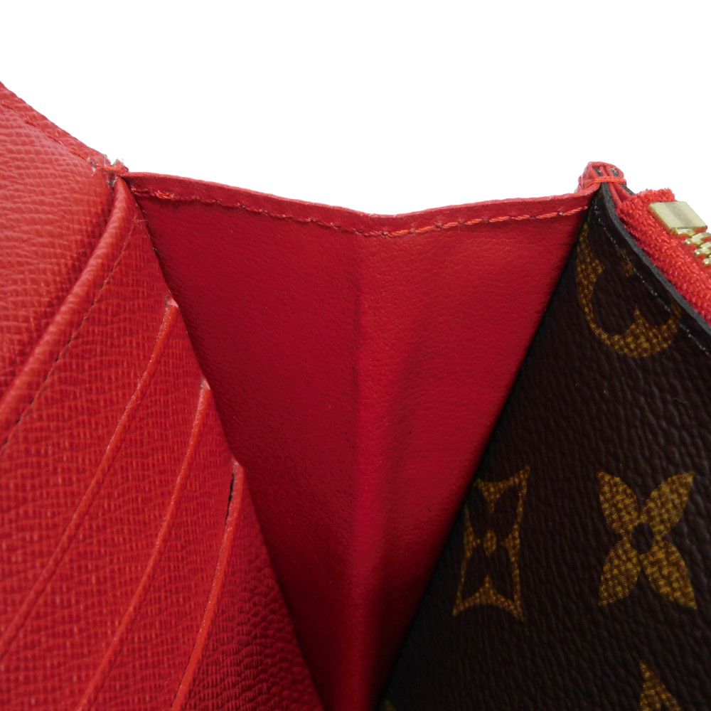 LOUIS VUITTON Long Wallet Purse M61184 Monogram canvas x Calfskin leather Slys LV Logo Flower Brown Red Bifold Wallet Monogram Retiro Portefeuille Sarah unisex(Unisex) Used Authentic