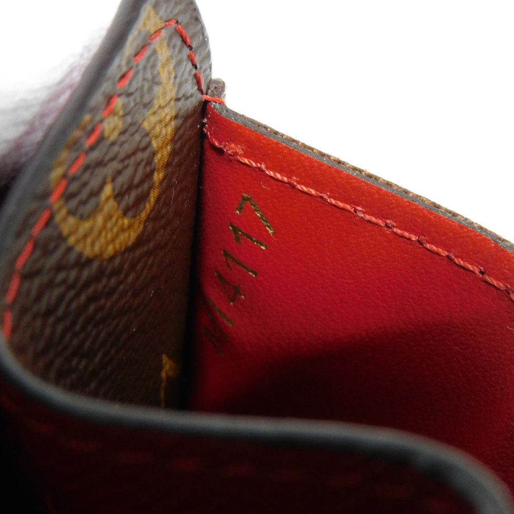 LOUIS VUITTON Long Wallet Purse M61184 Monogram canvas x Calfskin leather Slys LV Logo Flower Brown Red Bifold Wallet Monogram Retiro Portefeuille Sarah unisex(Unisex) Used Authentic