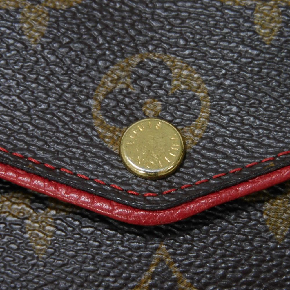 LOUIS VUITTON Long Wallet Purse M61184 Monogram canvas x Calfskin leather Slys LV Logo Flower Brown Red Bifold Wallet Monogram Retiro Portefeuille Sarah unisex(Unisex) Used Authentic