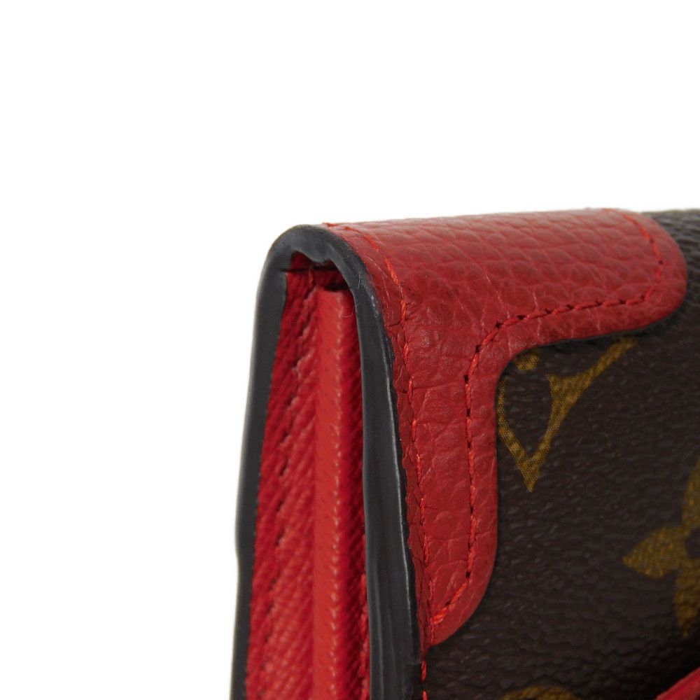 LOUIS VUITTON Long Wallet Purse M61184 Monogram canvas x Calfskin leather Slys LV Logo Flower Brown Red Bifold Wallet Monogram Retiro Portefeuille Sarah unisex(Unisex) Used Authentic