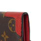 LOUIS VUITTON Long Wallet Purse M61184 Monogram canvas x Calfskin leather Slys LV Logo Flower Brown Red Bifold Wallet Monogram Retiro Portefeuille Sarah unisex(Unisex) Used Authentic