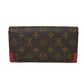 LOUIS VUITTON Long Wallet Purse M61184 Monogram canvas x Calfskin leather Slys LV Logo Flower Brown Red Bifold Wallet Monogram Retiro Portefeuille Sarah unisex(Unisex) Used Authentic