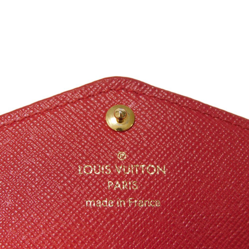 LOUIS VUITTON Long Wallet Purse M61184 Monogram canvas x Calfskin leather Slys LV Logo Flower Brown Red Bifold Wallet Monogram Retiro Portefeuille Sarah unisex(Unisex) Used Authentic