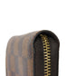 LOUIS VUITTON Coin case N63070 Damier canvas x grain leather (embossed) Ebene logo Zip Around Coin Pocket Wallet Brown Checkered Damier Zippy coin purse unisex(Unisex) Used Authentic