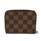 LOUIS VUITTON Coin case N63070 Damier canvas x grain leather (embossed) Ebene logo Zip Around Coin Pocket Wallet Brown Checkered Damier Zippy coin purse unisex(Unisex) Used Authentic