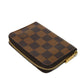 LOUIS VUITTON Coin case N63070 Damier canvas x grain leather (embossed) Ebene logo Zip Around Coin Pocket Wallet Brown Checkered Damier Zippy coin purse unisex(Unisex) Used Authentic