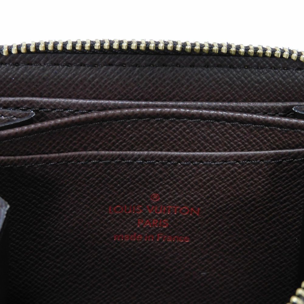 LOUIS VUITTON Coin case N63070 Damier canvas x grain leather (embossed) Ebene logo Zip Around Coin Pocket Wallet Brown Checkered Damier Zippy coin purse unisex(Unisex) Used Authentic