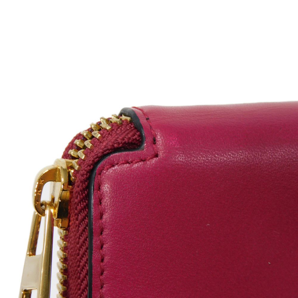 LOEWE Bifold Wallet 109.10.M88 Calfskin Raspberry x Yellow Smooth Calfskin Raspberry Yellow Zip Around anagram square zip wallet unisex(Unisex) Used Authentic