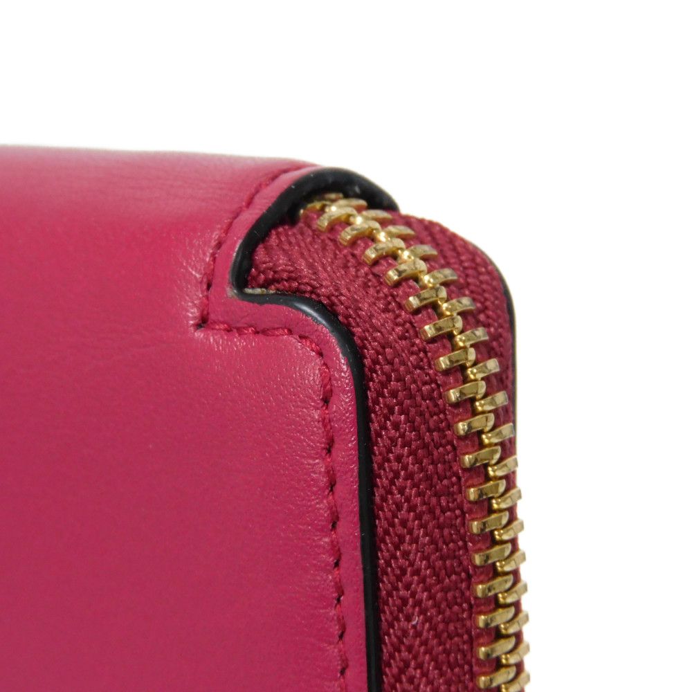 LOEWE Bifold Wallet 109.10.M88 Calfskin Raspberry x Yellow Smooth Calfskin Raspberry Yellow Zip Around anagram square zip wallet unisex(Unisex) Used Authentic