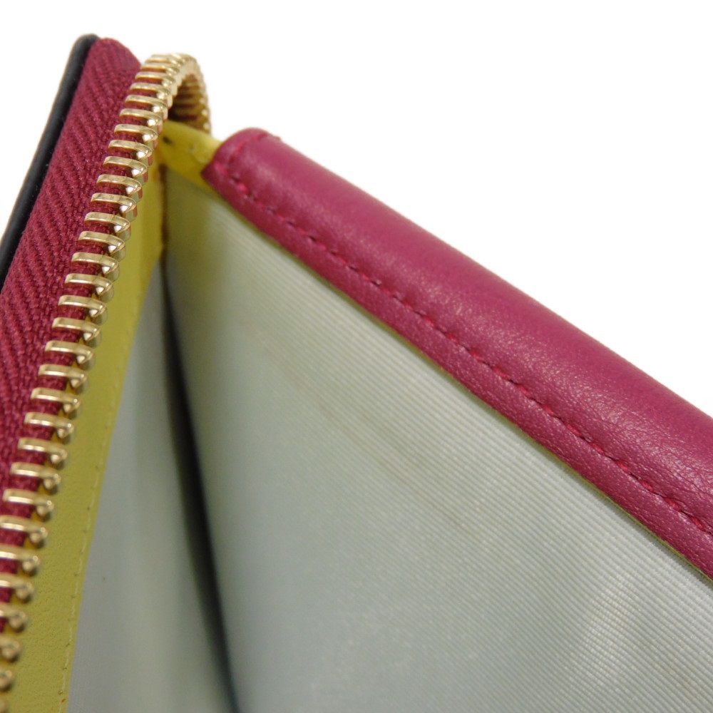 LOEWE Bifold Wallet 109.10.M88 Calfskin Raspberry x Yellow Smooth Calfskin Raspberry Yellow Zip Around anagram square zip wallet unisex(Unisex) Used Authentic