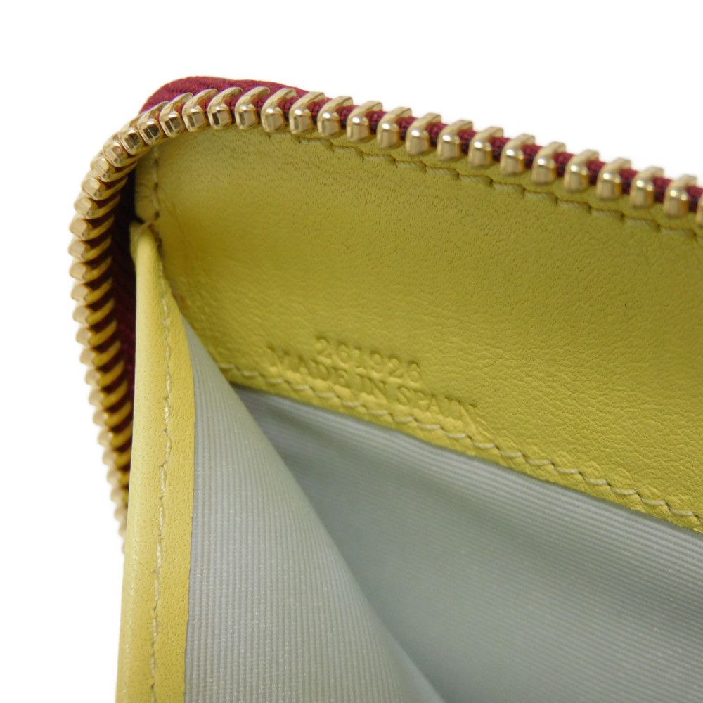 LOEWE Bifold Wallet 109.10.M88 Calfskin Raspberry x Yellow Smooth Calfskin Raspberry Yellow Zip Around anagram square zip wallet unisex(Unisex) Used Authentic