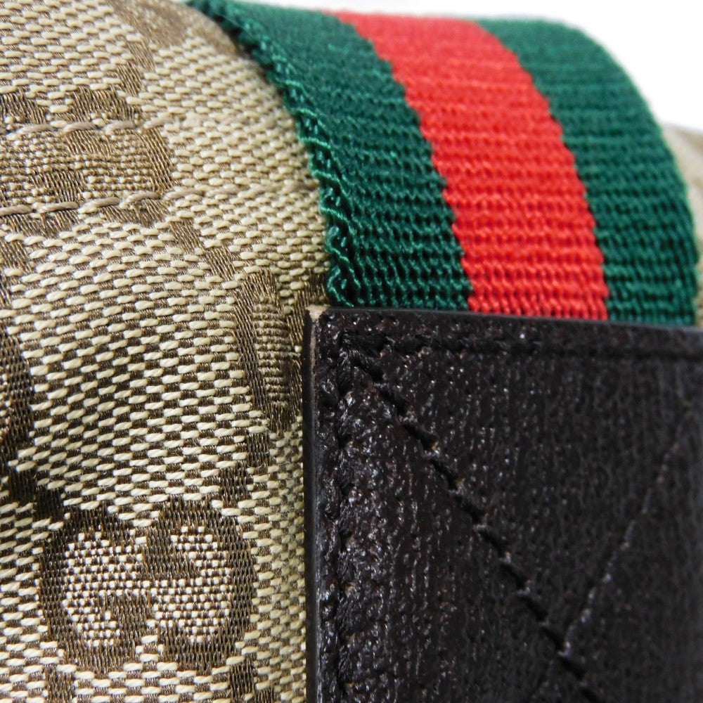 GUCCI Tote Bag 189669 GG canvas x calf leather (embossed) beige Web stripe logo A4 green red multicolor GG canvas Sherry Line Tote unisex(Unisex) Used Authentic