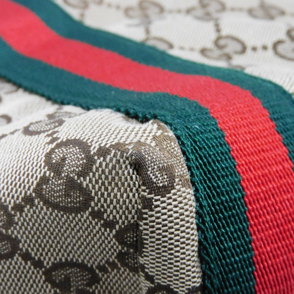 GUCCI Tote Bag 189669 GG canvas x calf leather (embossed) beige Web stripe logo A4 green red multicolor GG canvas Sherry Line Tote unisex(Unisex) Used Authentic