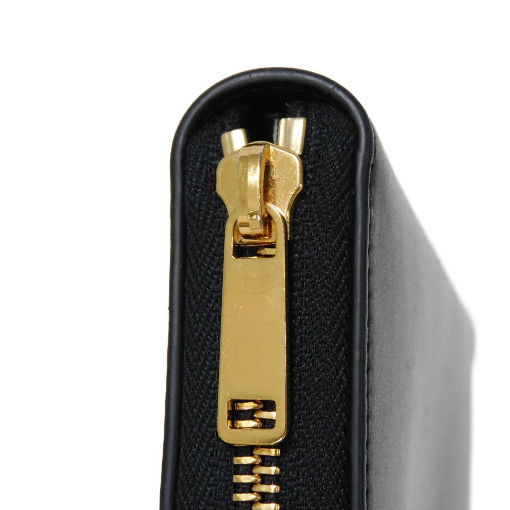 CELINE Long Wallet Purse 10K543DR8.38NO Smooth scarf skin black Current Smooth Calfskin Zip Around Cuir Triomphe Large zip wallet unisex(Unisex) Used Authentic