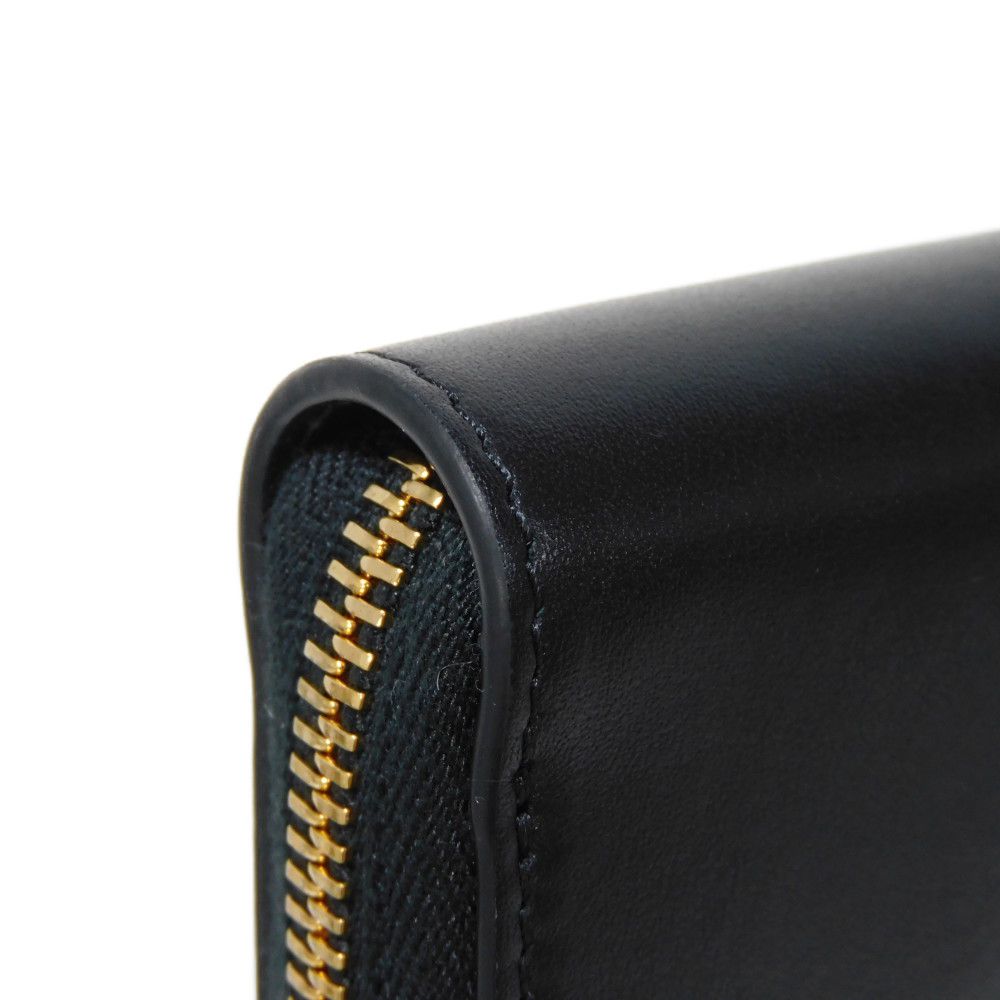 CELINE Long Wallet Purse 10K543DR8.38NO Smooth scarf skin black Current Smooth Calfskin Zip Around Cuir Triomphe Large zip wallet unisex(Unisex) Used Authentic