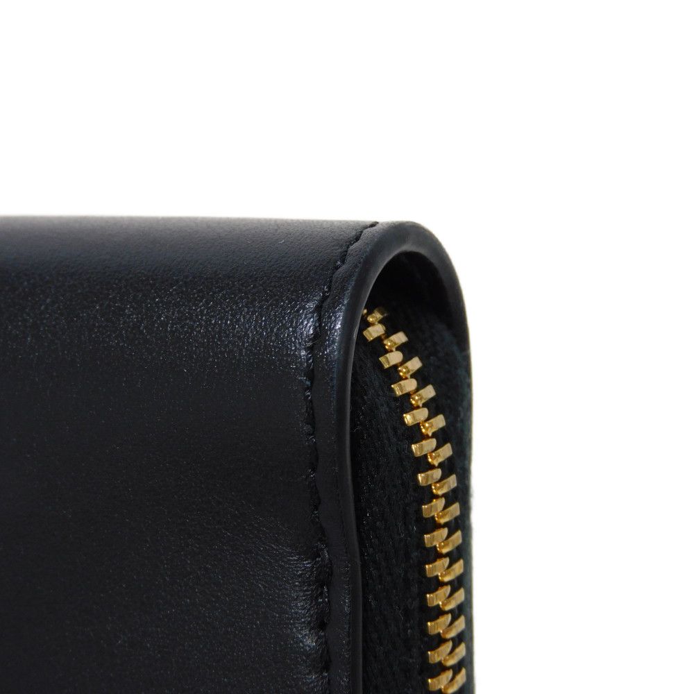 CELINE Long Wallet Purse 10K543DR8.38NO Smooth scarf skin black Current Smooth Calfskin Zip Around Cuir Triomphe Large zip wallet unisex(Unisex) Used Authentic