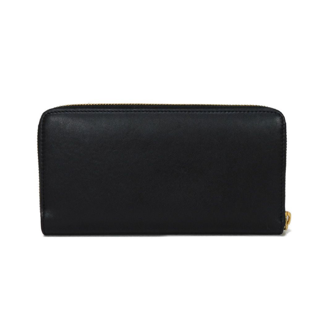 CELINE Long Wallet Purse 10K543DR8.38NO Smooth scarf skin black Current Smooth Calfskin Zip Around Cuir Triomphe Large zip wallet unisex(Unisex) Used Authentic