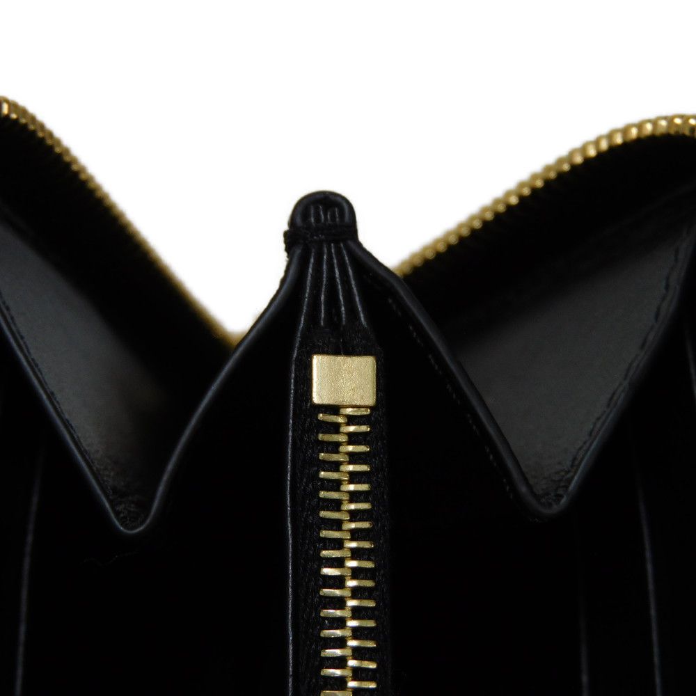 CELINE Long Wallet Purse 10K543DR8.38NO Smooth scarf skin black Current Smooth Calfskin Zip Around Cuir Triomphe Large zip wallet unisex(Unisex) Used Authentic