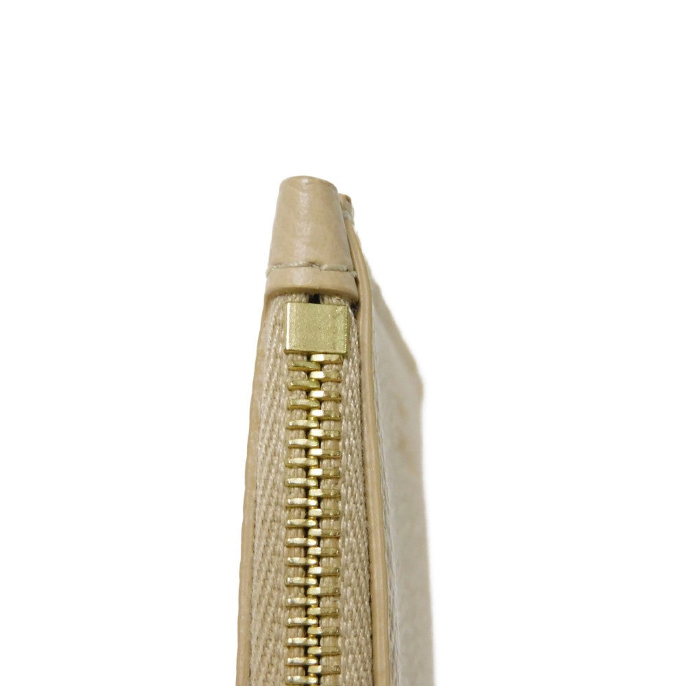 CELINE Coin case 10B683BEL.03ND Grained calfskin (embossed) nude Foil-stamped Calfskin Beige Card Case New logo Compact zipped card holder unisex(Unisex) Used Authentic