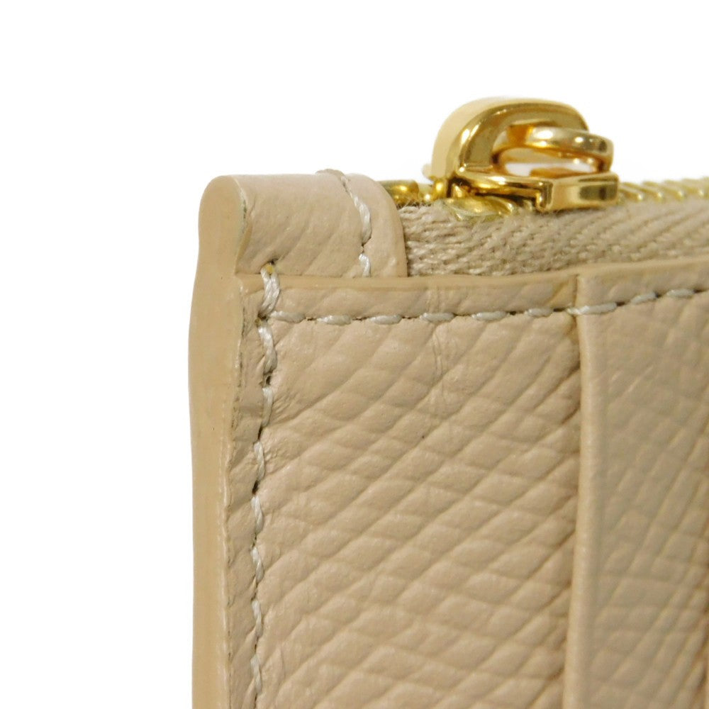 CELINE Coin case 10B683BEL.03ND Grained calfskin (embossed) nude Foil-stamped Calfskin Beige Card Case New logo Compact zipped card holder unisex(Unisex) Used Authentic