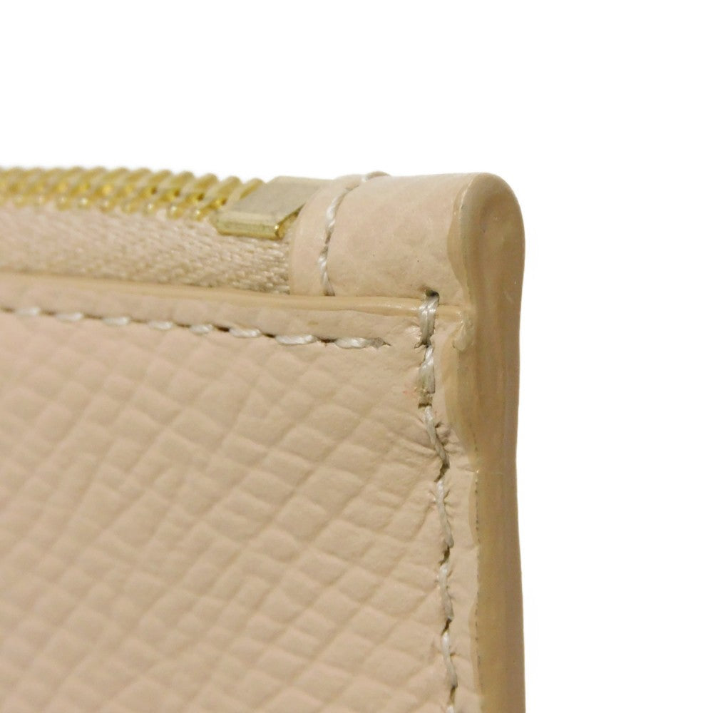 CELINE Coin case 10B683BEL.03ND Grained calfskin (embossed) nude Foil-stamped Calfskin Beige Card Case New logo Compact zipped card holder unisex(Unisex) Used Authentic