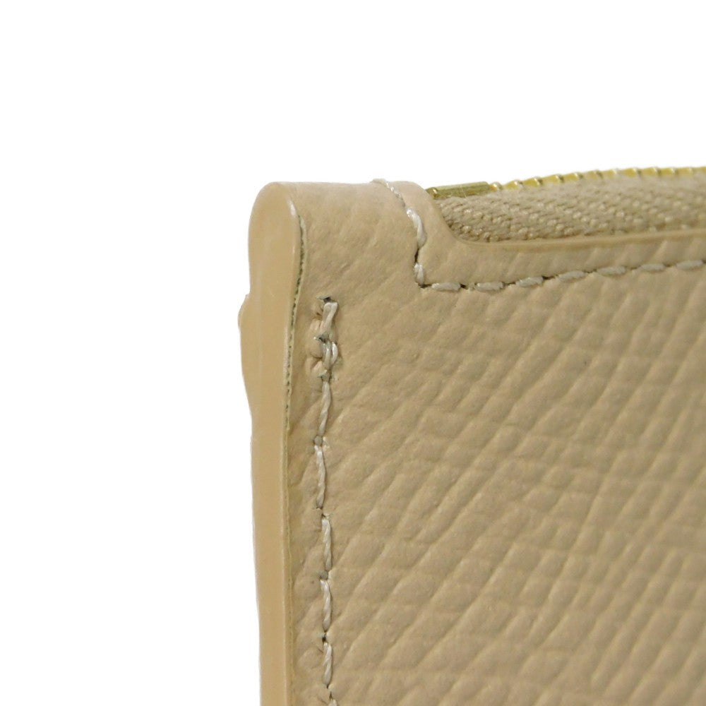 CELINE Coin case 10B683BEL.03ND Grained calfskin (embossed) nude Foil-stamped Calfskin Beige Card Case New logo Compact zipped card holder unisex(Unisex) Used Authentic