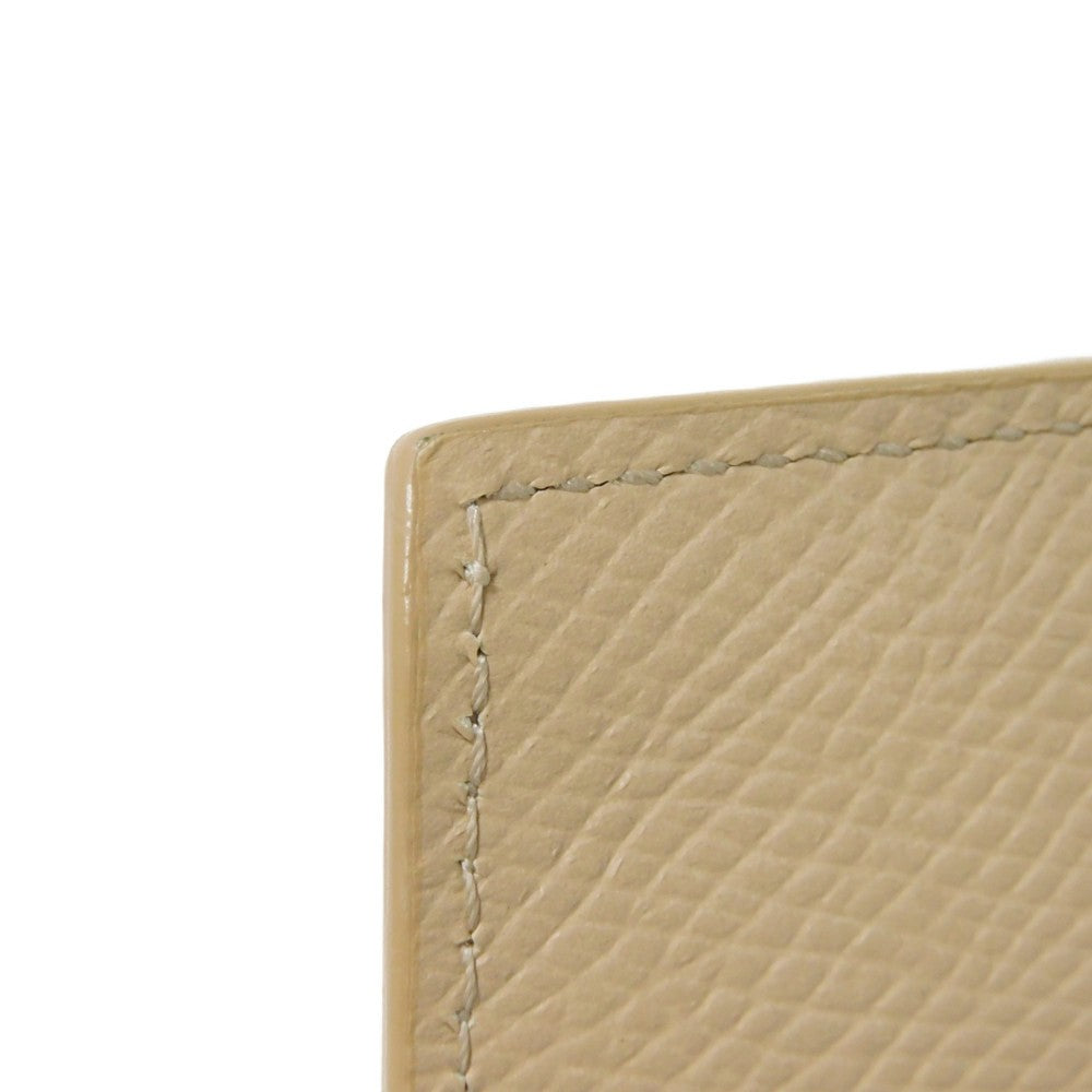 CELINE Coin case 10B683BEL.03ND Grained calfskin (embossed) nude Foil-stamped Calfskin Beige Card Case New logo Compact zipped card holder unisex(Unisex) Used Authentic