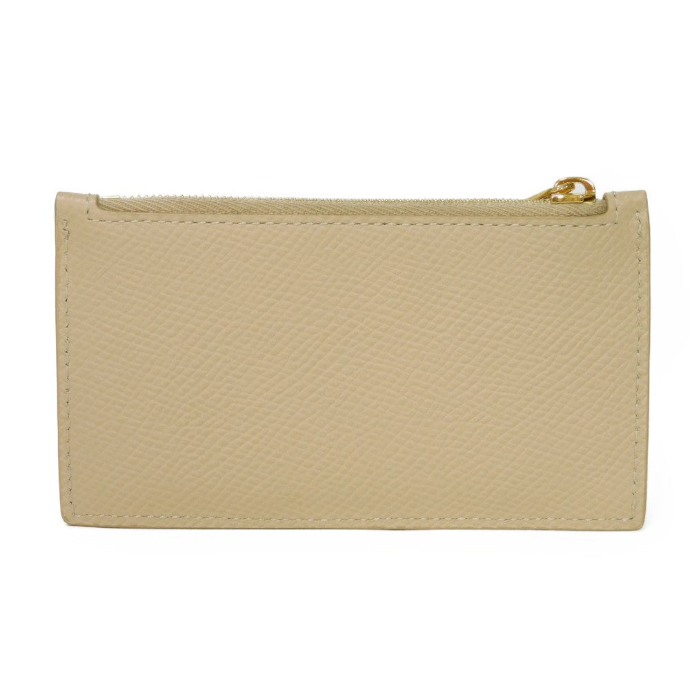 CELINE Coin case 10B683BEL.03ND Grained calfskin (embossed) nude Foil-stamped Calfskin Beige Card Case New logo Compact zipped card holder unisex(Unisex) Used Authentic