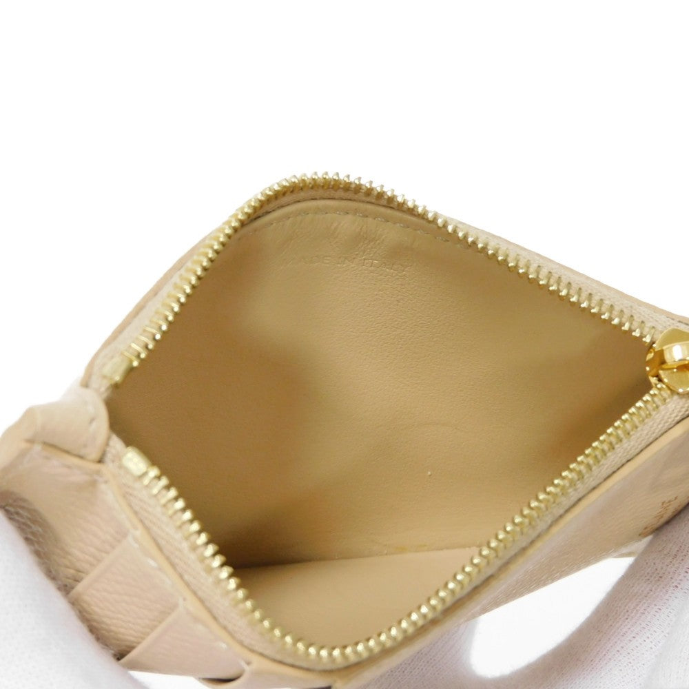 CELINE Coin case 10B683BEL.03ND Grained calfskin (embossed) nude Foil-stamped Calfskin Beige Card Case New logo Compact zipped card holder unisex(Unisex) Used Authentic