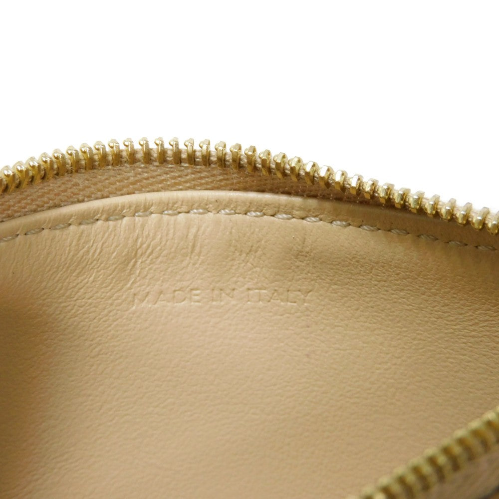 CELINE Coin case 10B683BEL.03ND Grained calfskin (embossed) nude Foil-stamped Calfskin Beige Card Case New logo Compact zipped card holder unisex(Unisex) Used Authentic